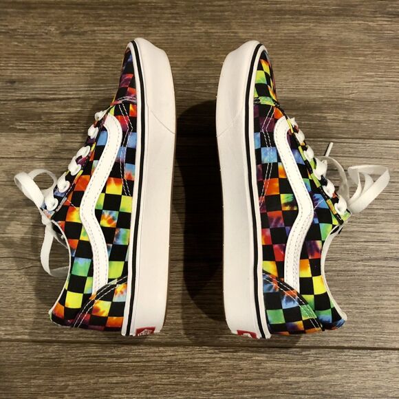 Vans Old Skool Sneaker W 5 / Y 3.5 Tie Dye Checkered Comfycush Lace Up Low Top - Picture 9 of 12
